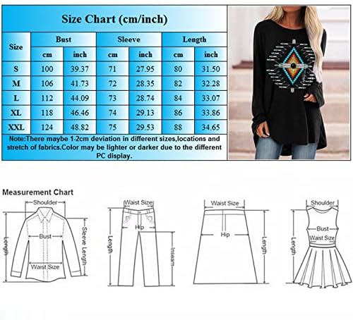 טוניקות נשים של GTMZXW, צמרות שרוול ארוך של נשים צמרות וחולצות חולצות שרוול ארוך חולצות חולצות מודפסות חולצות חולצות