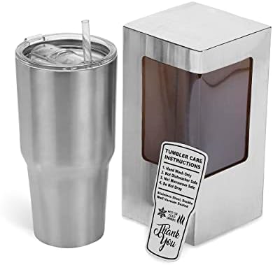 Makerflo 30 גרם, 25 חבילות כוס, כוס נסיעה מבודדת מפלדת אל חלד עם מכסה הוכחת התזות וקש