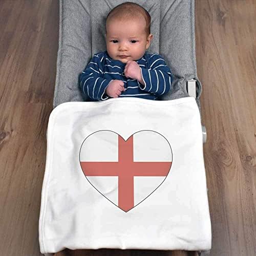 Azeeda 'דגל אנגליה אוהב לב' שמיכת תינוק כותנה/צעיף