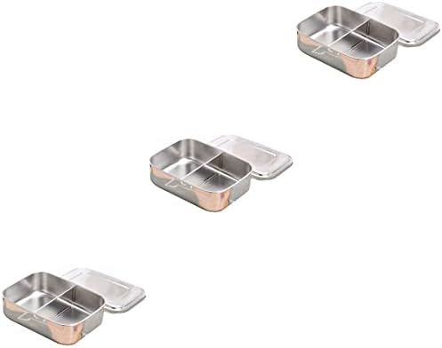 קופסת ארוחת צהריים של דויטול 3 יחידות נירוסטה מיכל מזון בנטו קופסת אוכל אחסון 3 תאים עיצוב מושלם לחטיפי סלט פיקניק