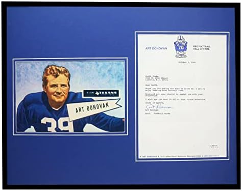 Art Donovan 16x20 חתום ממוסגר 1990 מכתב ותצלום תצוגת JSA Colts - תמונות NFL עם חתימה