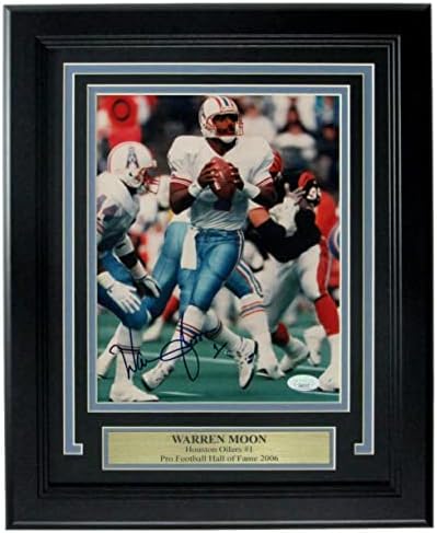 וורן מון יוסטון אוילרס חתום/אוטומטי 8x10 תמונה ממוסגרת JSA 163350 - תמונות NFL עם חתימה