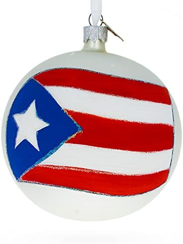 דגל של כדור זכוכית פוארטו ריקו קישוט לחג המולד 4 אינץ '