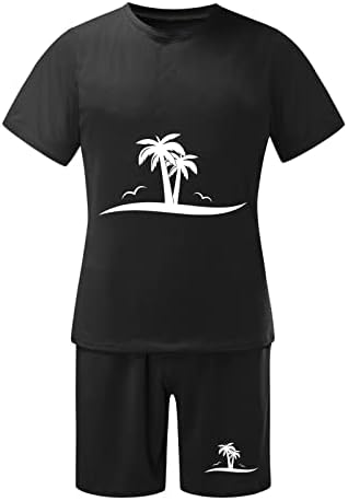 גברים Gaxdetde תלבושת קיץ חוף חוף שרוול קצר חולצה מודפס