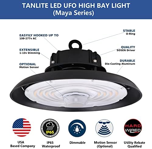 LED UFO BAY BAY LIGHT 150W DIMBALLABLE HONG LIGHTS LIGHTS FARMERTING LAPERTING LAPER מתקן תקרה למחסן סדנא אסם מוסך, 22000LM/5000K, 100-277V