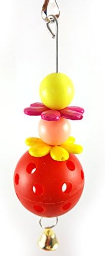 תוכי גילרוי קישוטים תלויים בכדור פעמון עיצוב פרח נשיכה נשיכה לעיסה תנופה כלי ציפורי, צבע אקראי