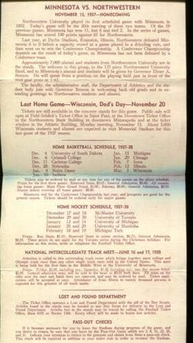 1937 Northwestern v Minnesota Program Program
