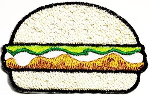 קליינפלוס 2 יחידות. המבורגר תיקוני מדבקת המבורגר חמוד מהיר מזון קריקטורה רקמת ברזל על בד אפליקצית עשה זאת בעצמך תפירת קרפט תיקון דקורטיבי