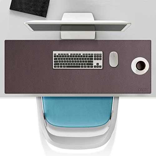 כרית שולחן עור של Cacoy PU, 47.2x19.7 אינץ 'מגן שולחן עבור מחשב נייד, מקלדת ועכבר, כרית עכבר למשחקים אטומים למים, חום כהה