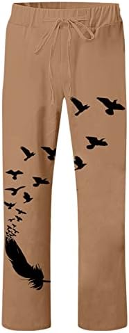 Miashui Sippers for Toddlers גברים עץ מזדמן והדפסת ציפורים מכנסיים באורך מלא מכנסיים מכנסיים מכנסיים גודל פתוח
