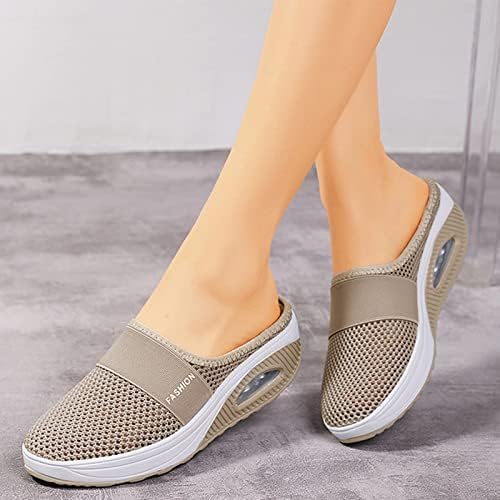 נעלי סניקרס לאופנת נשים של סליפון מחליקות סנדלי הליכה סוכרתיים אורתופדיים עם נעלי אצבעות סגורות אורתופדיות עם נעליים סגורות