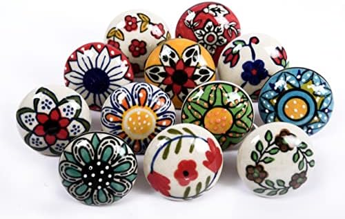 Blessindia Ceramic מושך ידיות צבעוניות מרובות צבע וינטג 'צבוע ביד דלת ידיות ידיות ארונות למגירת מטבח ודלת, ארון בגדים, חבילת ארונות של