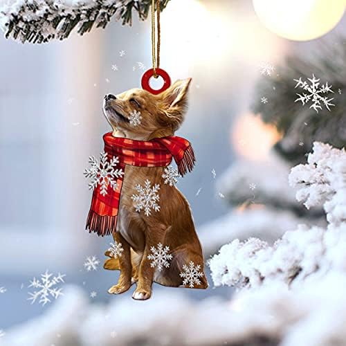 מתנת שלג של צ'יוואווה למאה חובב צ'יוואווה מתנה לכלב אמא קישוט עץ חג המולד תפאורה עיצוב פלסטי