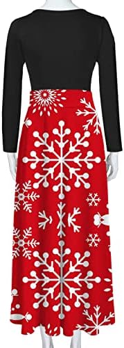 שמלות מקסי לנשים 2022 חג המולד שמלת קיץ פרחונית 3 ד ' שחבור שרוול ארוך צווארון שמלת נדנדה מזדמן שיבה הביתה