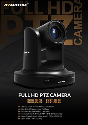 Lilliput Avmatrix PTZ1271-30X -NDI Full HD PTZ מצלמת ועידה עם 1080p / 2MP - NDI + POE נתמך - 30X זום אופטי