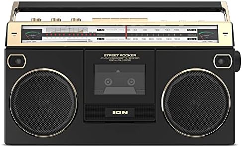 יון אודיו משנות השמונים בסגנון משנות השמונים של Bluetooth Boombox AM/FM מקליט נגן קלטת רדיו, METER