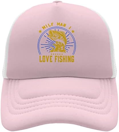 כובעים לנשים דייג משאיות כובע לכובעי גברים Snapback Milff Man אני אוהב דגים טרנדי בנות וינטג 'משאיות כובע אור ורוד