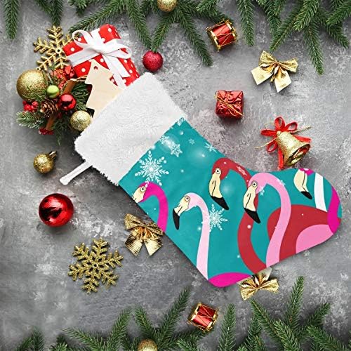 גרבי חג המולד של Alaza פלמינגו לחג המולד עם קישוטי גרביים גדולים של פתית שלג קלאסית למסיבה של עונת החג למשפחה 1 חבילה, 17.7 ''
