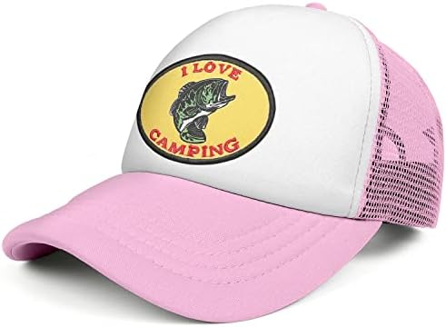 כובע משאיות לבס לבן ורוד לבן לגברים, כובעי מתנות אידיאליים לחיצוניות ודיג, טלאי רקום, גודל אחד