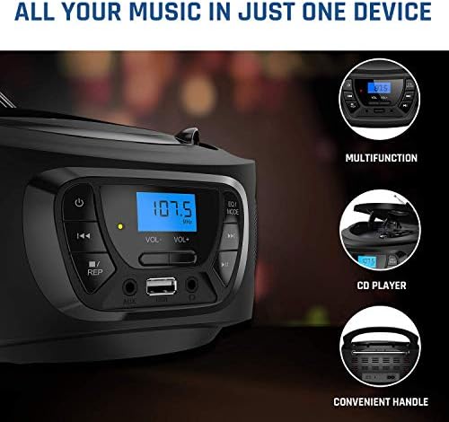 מערכת שמע ניידת של Klim Boombox. רדיו FM, נגן CD, Bluetooth, MP3, USB, AUX + כולל סוללות נטענות + מצבים קוויים ואלחוטיים, שחור