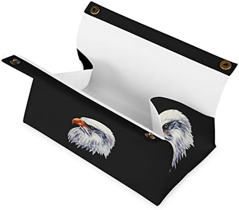 דגל אמריקאי דגל נשר ראש נשר כיסוי קופסת עור PU מחזיק קופסת רקמות מלבנית מארגן נייר מקרים מלבני