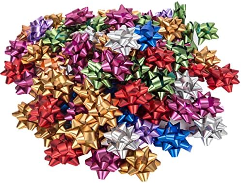 100 יחידות קשתות כוכבים קטנות לגלישת מתנות ומתנות,קשתות מרובות לחג המולד, למסיבות, ימי הולדת, חתונות או חגים אחרים.