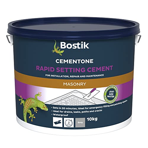 מלט הגדרה מהיר של Bostik Cementone, לשימוש פנים וחוץ, אטום למים, צבע: אפור, 10 קג